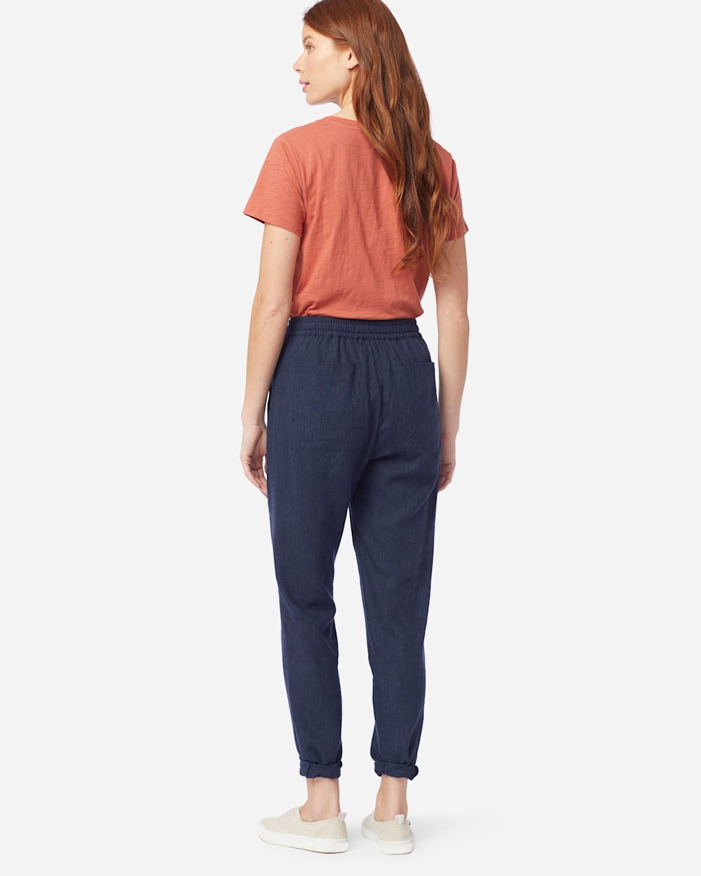 ALTERNATE VIEW OF WOMEN'S WASHED LINEN PANTS IN NAVY MIX image number 2