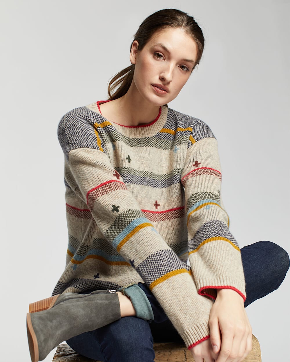 WOMEN'S BRIDGER STRIPE LAMBSWOOL SWEATER