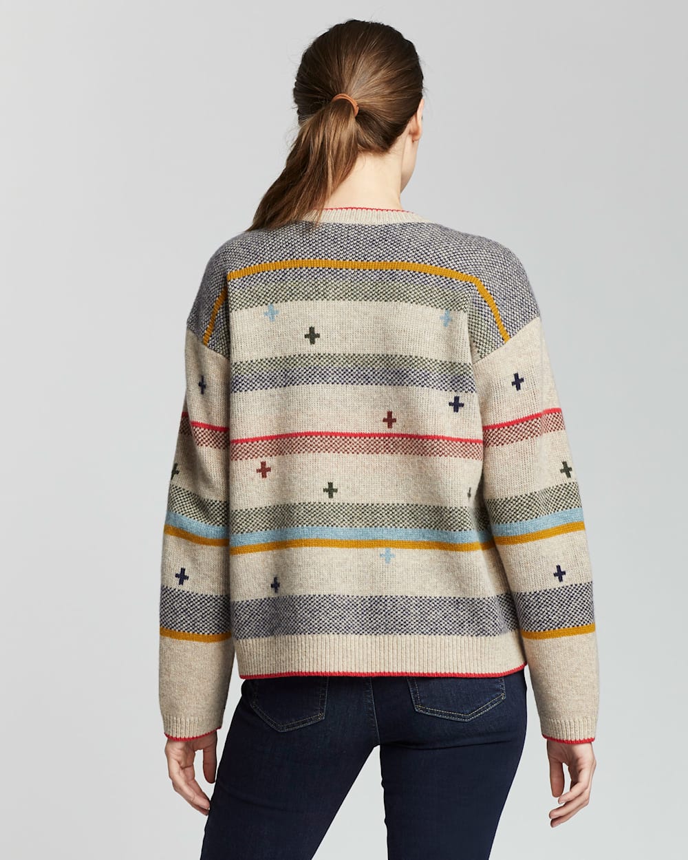 ALTERNATE VIEW OF WOMEN'S BRIDGER STRIPE LAMBSWOOL SWEATER IN TAN HEATHER image number 2