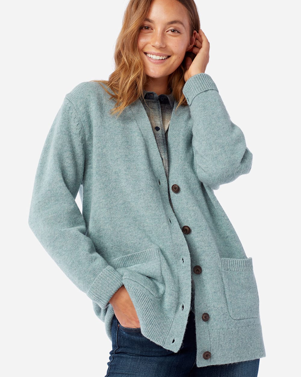 Blue boyfriend cardigan outlet