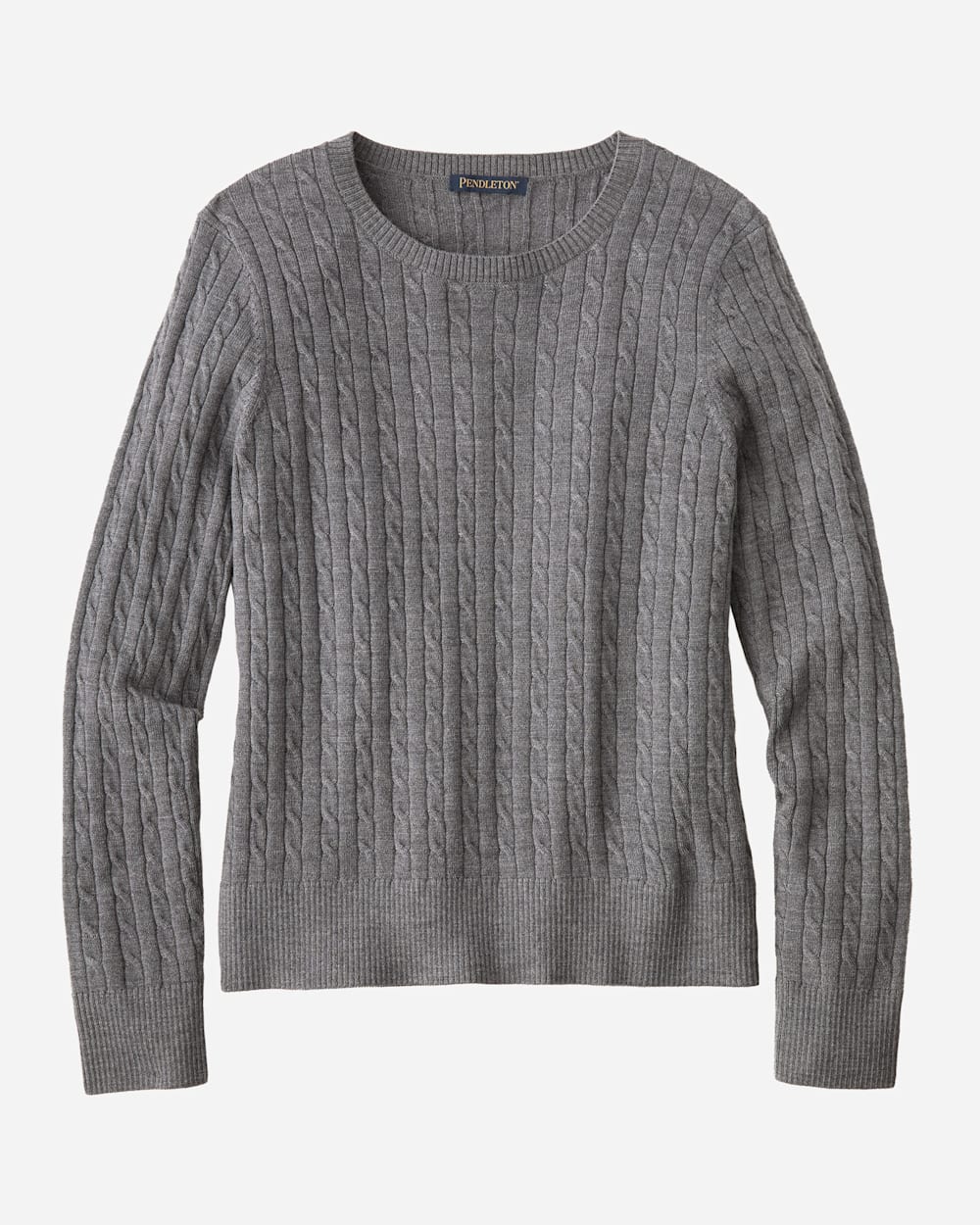 WOMEN'S MERINO CABLE PULLOVER IN GREY HEATHER image number 1