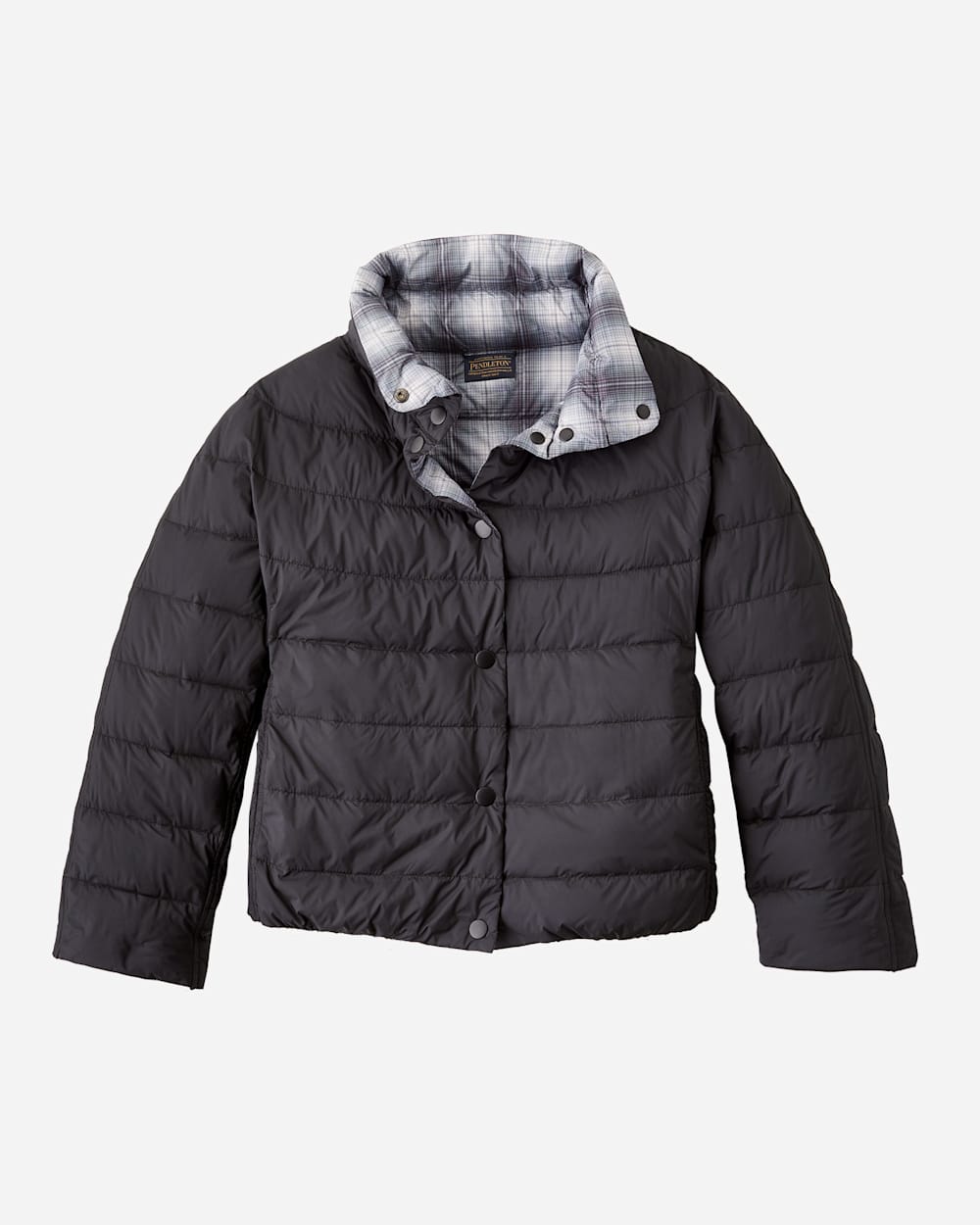 ALTERNATE VIEW OF WOMEN'S REVERSIBLE QUILTED PUFFER JACKET IN BLACK image number 2