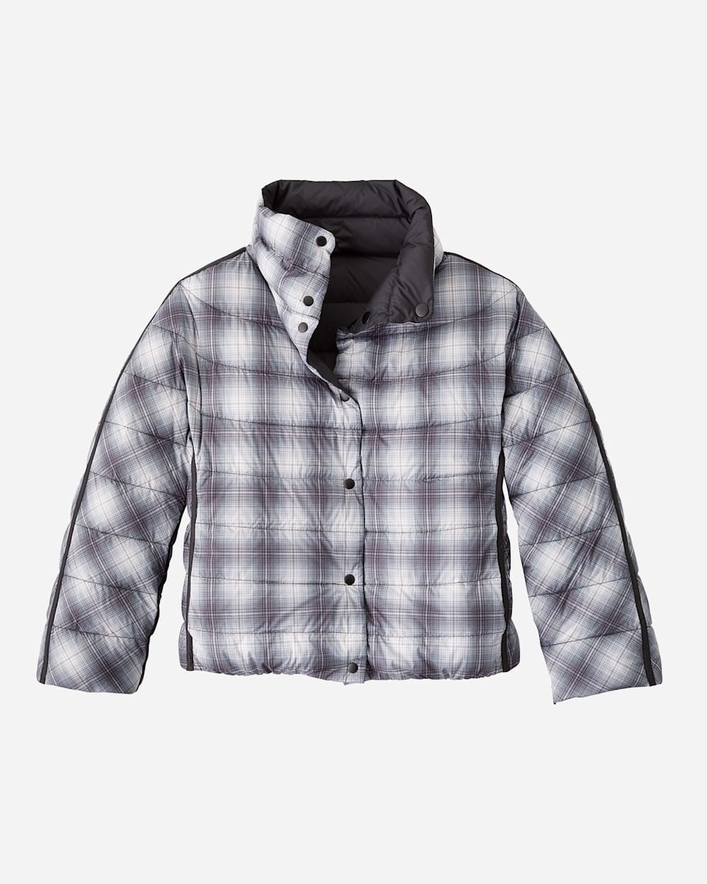 ALTERNATE VIEW OF WOMEN'S REVERSIBLE QUILTED PUFFER JACKET IN BLACK image number 3