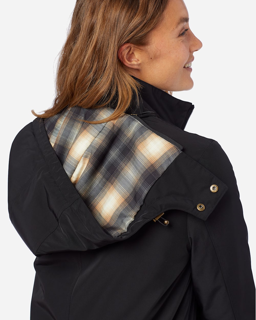 ALTERNATE VIEW OF WOMEN'S TECHRAIN HOODED LONG COAT IN BLACK image number 5