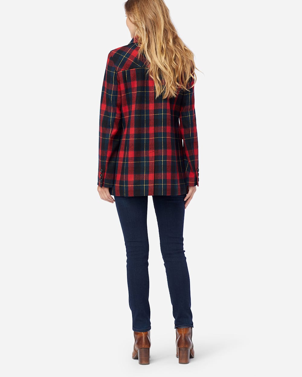 Red and black plaid peacoat online