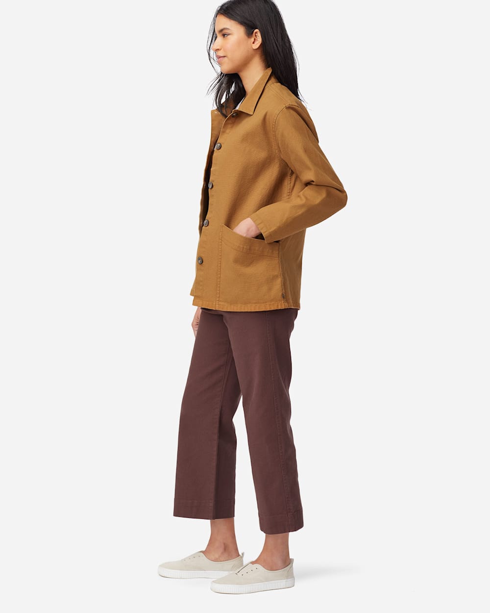 ALTERNATE VIEW OF WOMENS CANVAS CHORE JACKET IN PEANUT image number 2