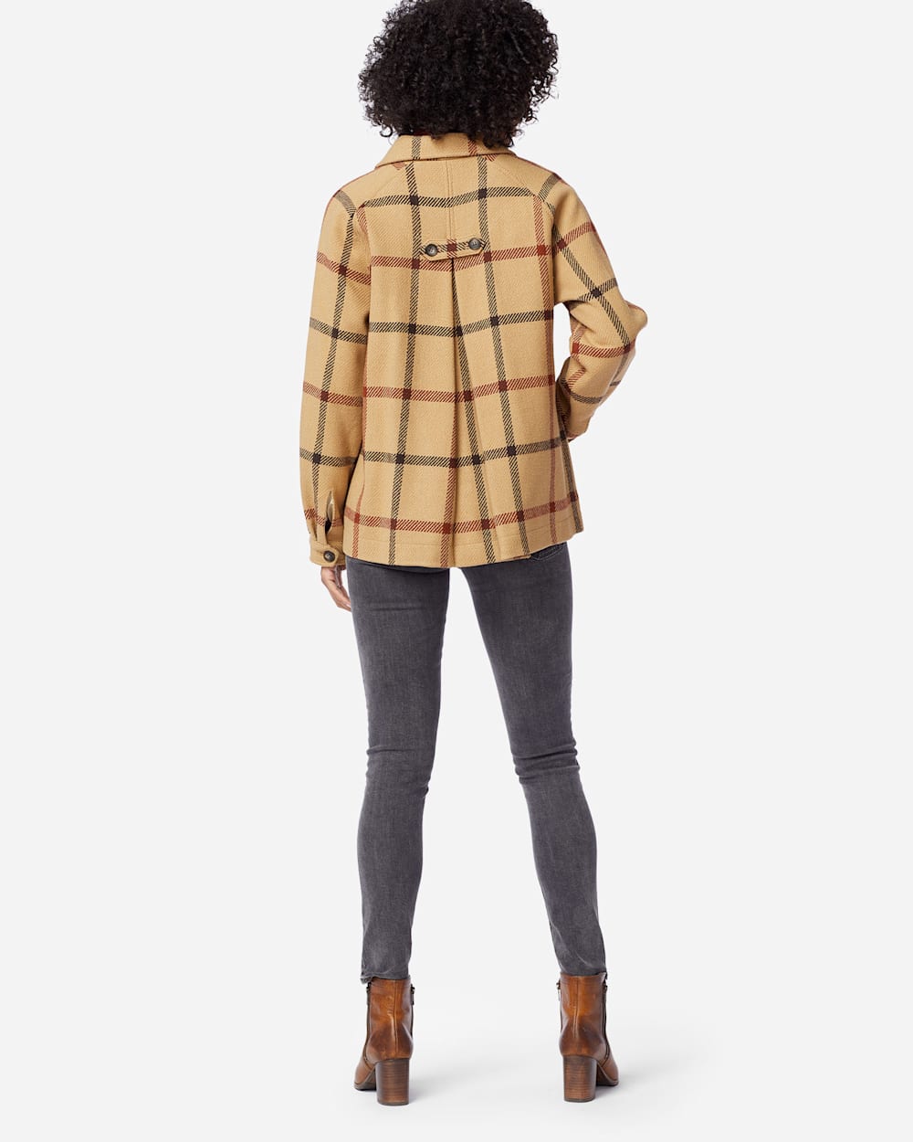 ALTERNATE VIEW OF WOMEN'S DAPHNE WOOL JACKET IN TAN WINDOWPANE PLAID image number 2