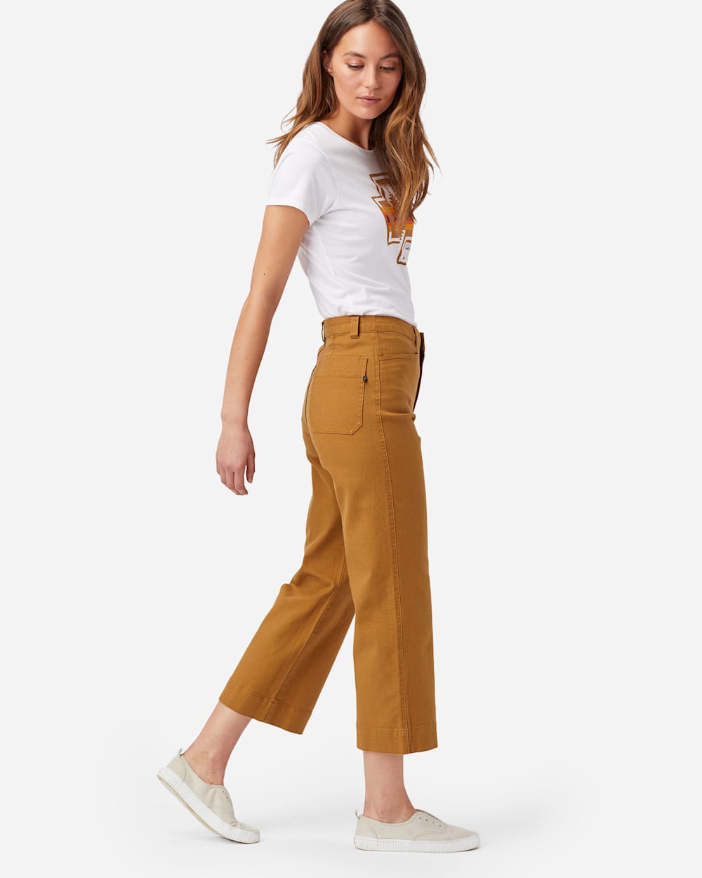 WOMEN'S HIGH-WAISTED CROPPED PANTS IN PEANUT image number 1