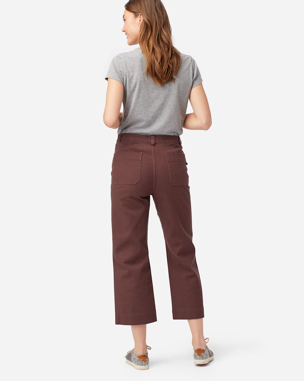 ALTERNATE VIEW OF WOMEN'S HIGH-WAISTED CROPPED PANTS IN RUSTIC PLUM image number 2