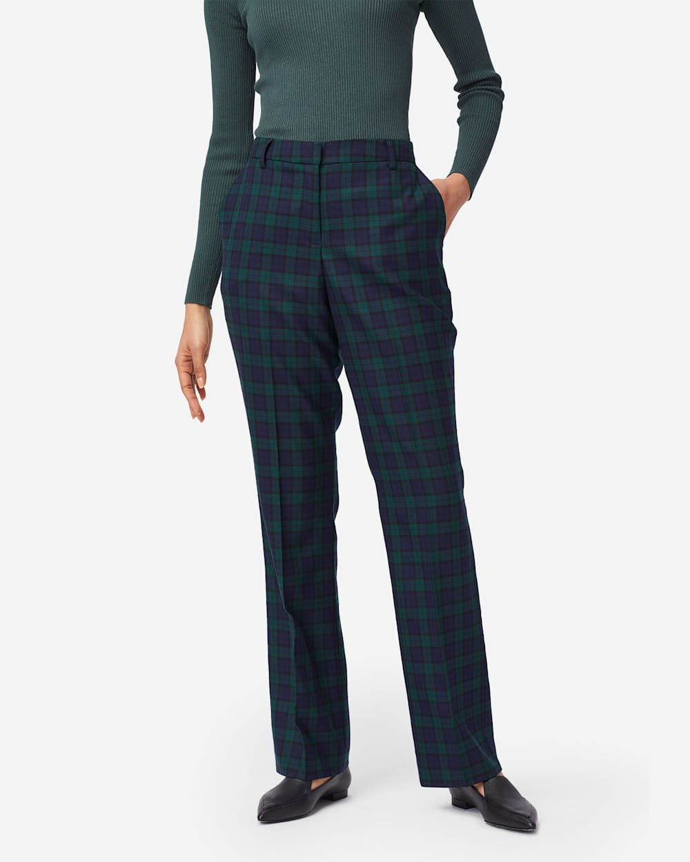 ALTERNATE VIEW OF WOMEN'S BLACK WATCH STRAIGHT LEG PANTS IN BLACK WATCH TARTAN image number 3