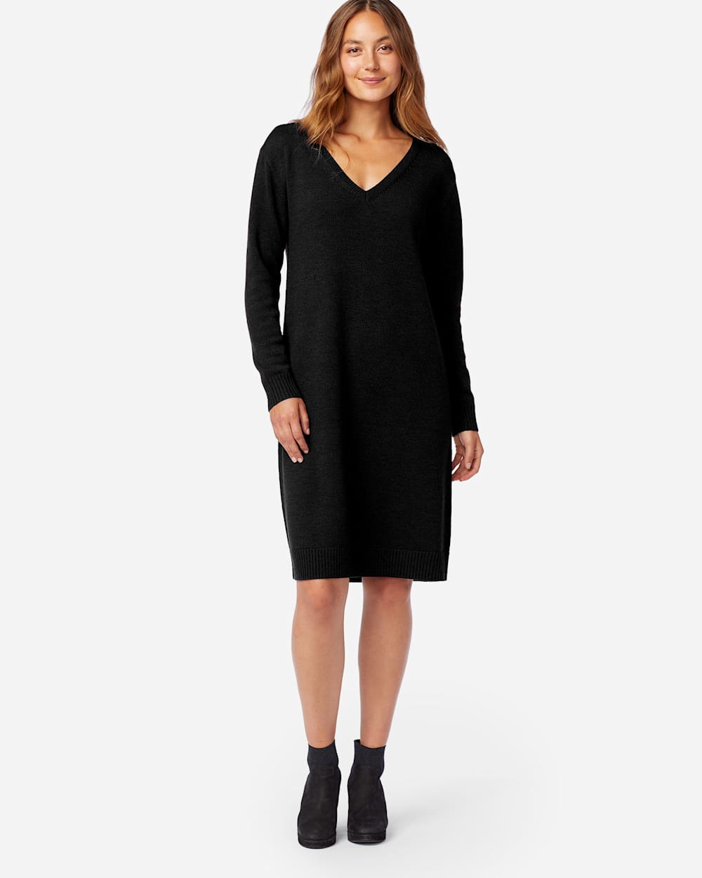 ALTERNATE VIEW OF MERINO SWEATER DRESS IN BLACK image number 3
