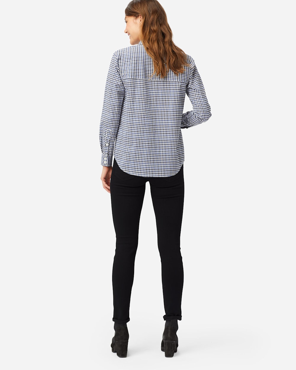 ALTERNATE VIEW OF WOMEN'S STRETCH MERINO COOPER SHIRT IN WHITE/BLUE CHECK image number 3