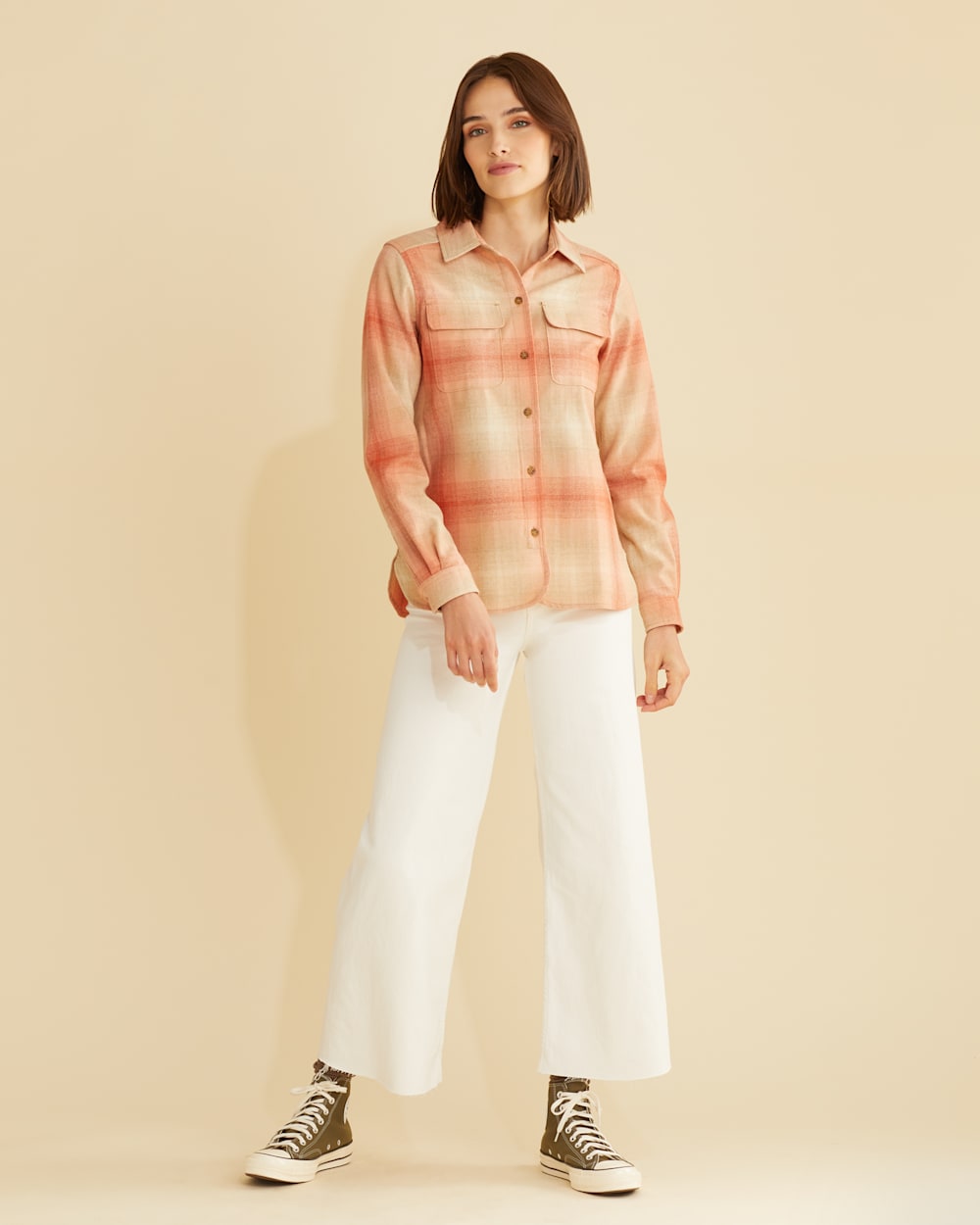 ALTERNATE VIEW OF WOMEN'S BOARD SHIRT IN APRICOT OMBRE image number 2