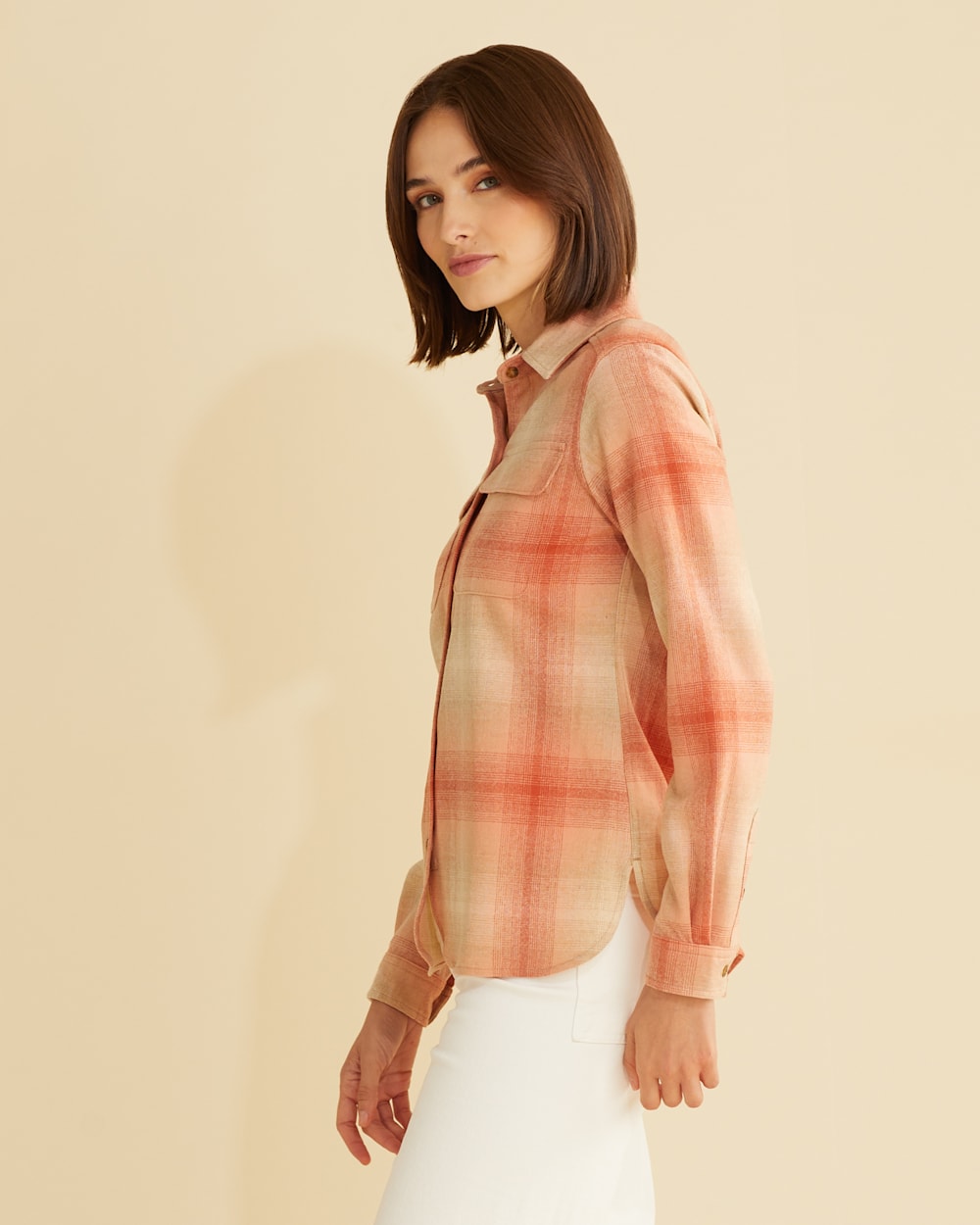 ALTERNATE VIEW OF WOMEN'S BOARD SHIRT IN APRICOT OMBRE image number 5