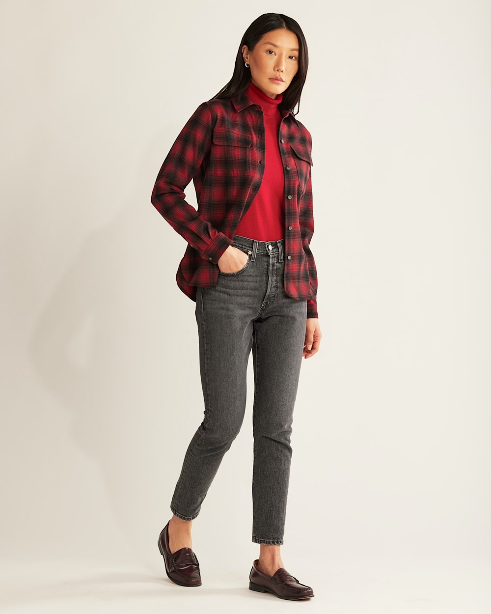 WOMEN'S BOARD SHIRT IN RED OMBRE image number 1