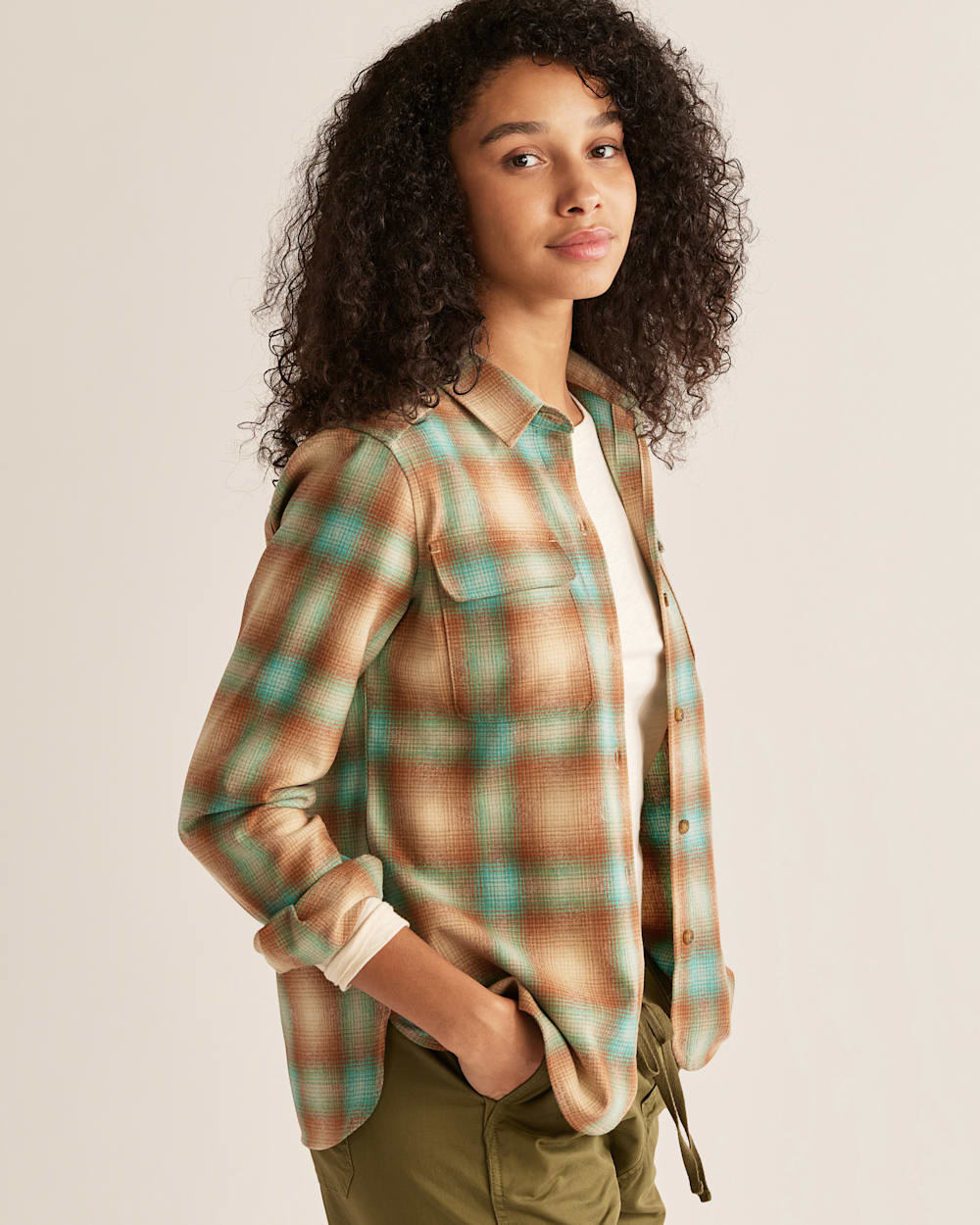 WOMEN'S BOARD SHIRT IN BROWN/TURQUOISE OMBRE image number 1