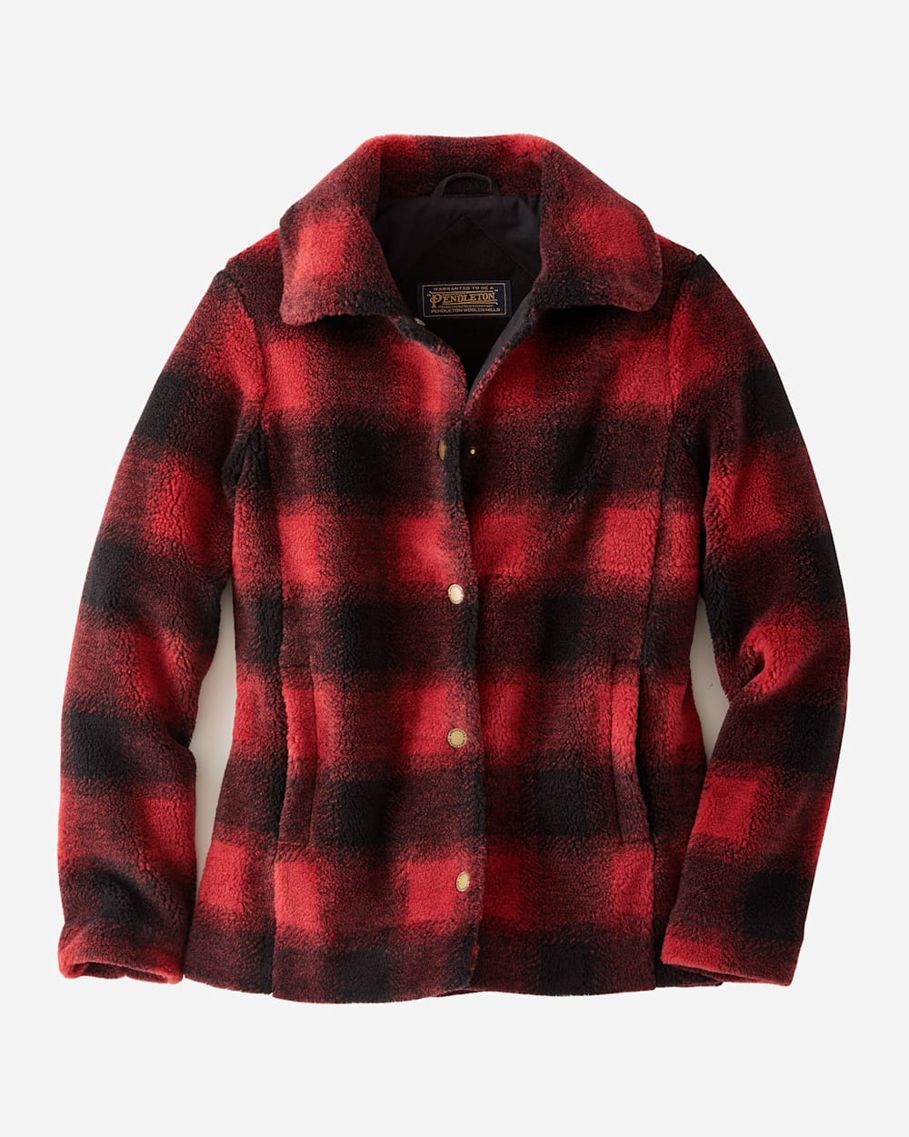 WOMEN'S DANVILLE CHECK SHERPA JACKET IN RED/BLACK BUFFALO CHECK image number 1