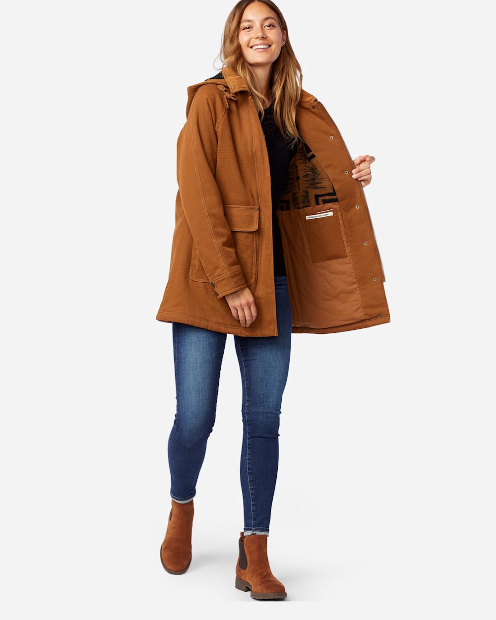 WOMEN'S ST HELENA SHERPA-LINED COAT IN WHISKEY image number 1