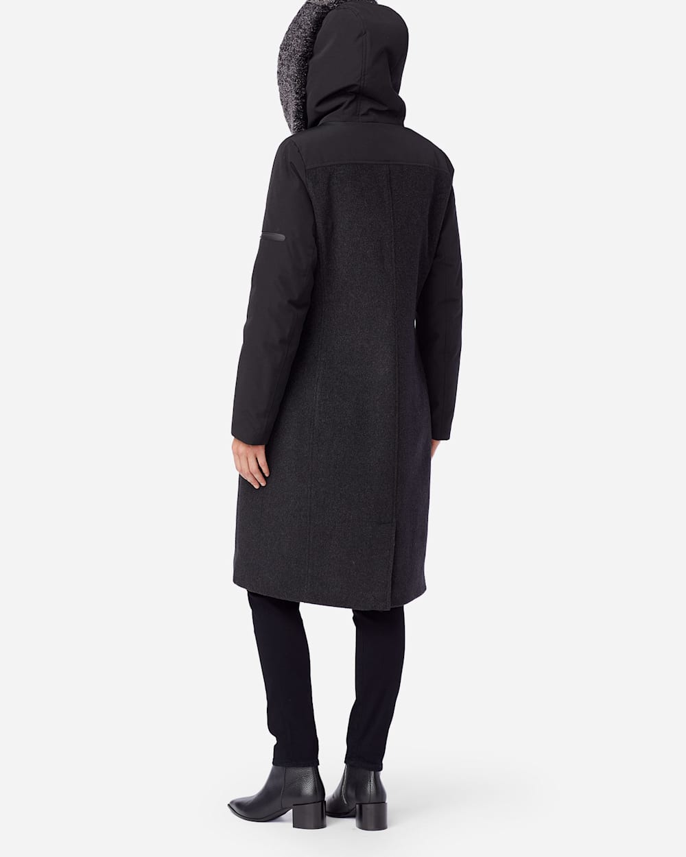 ALTERNATE VIEW OF WOMEN'S ALBANY SHEARLING-HOODED COAT IN CHARCOAL/BLACK image number 3