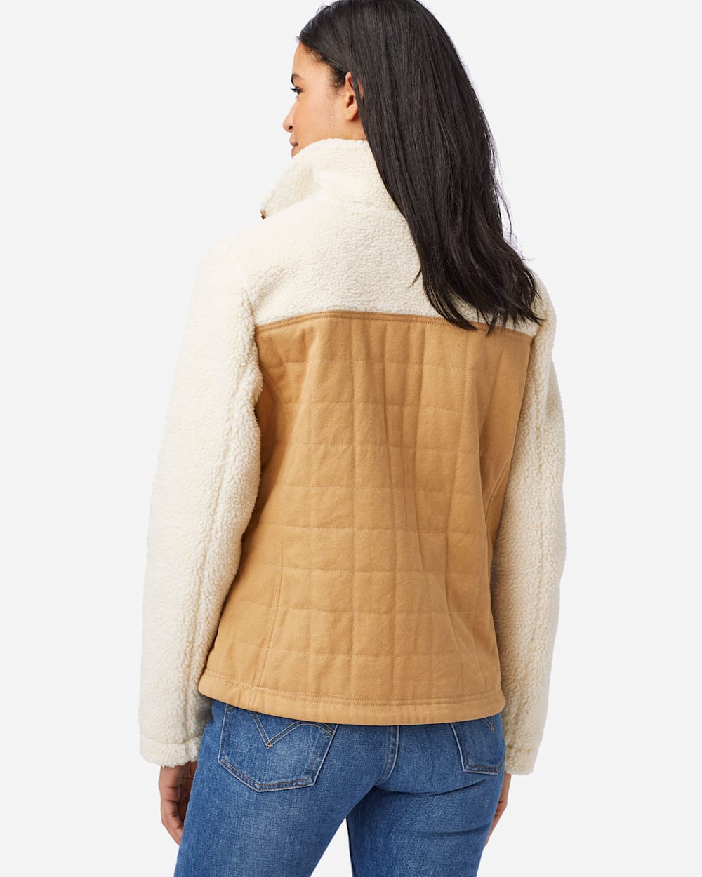 ALTERNATE VIEW OF WOMEN'S SALIDA CANVAS SHERPA JACKET IN LIGHT TAN/IVORY image number 3