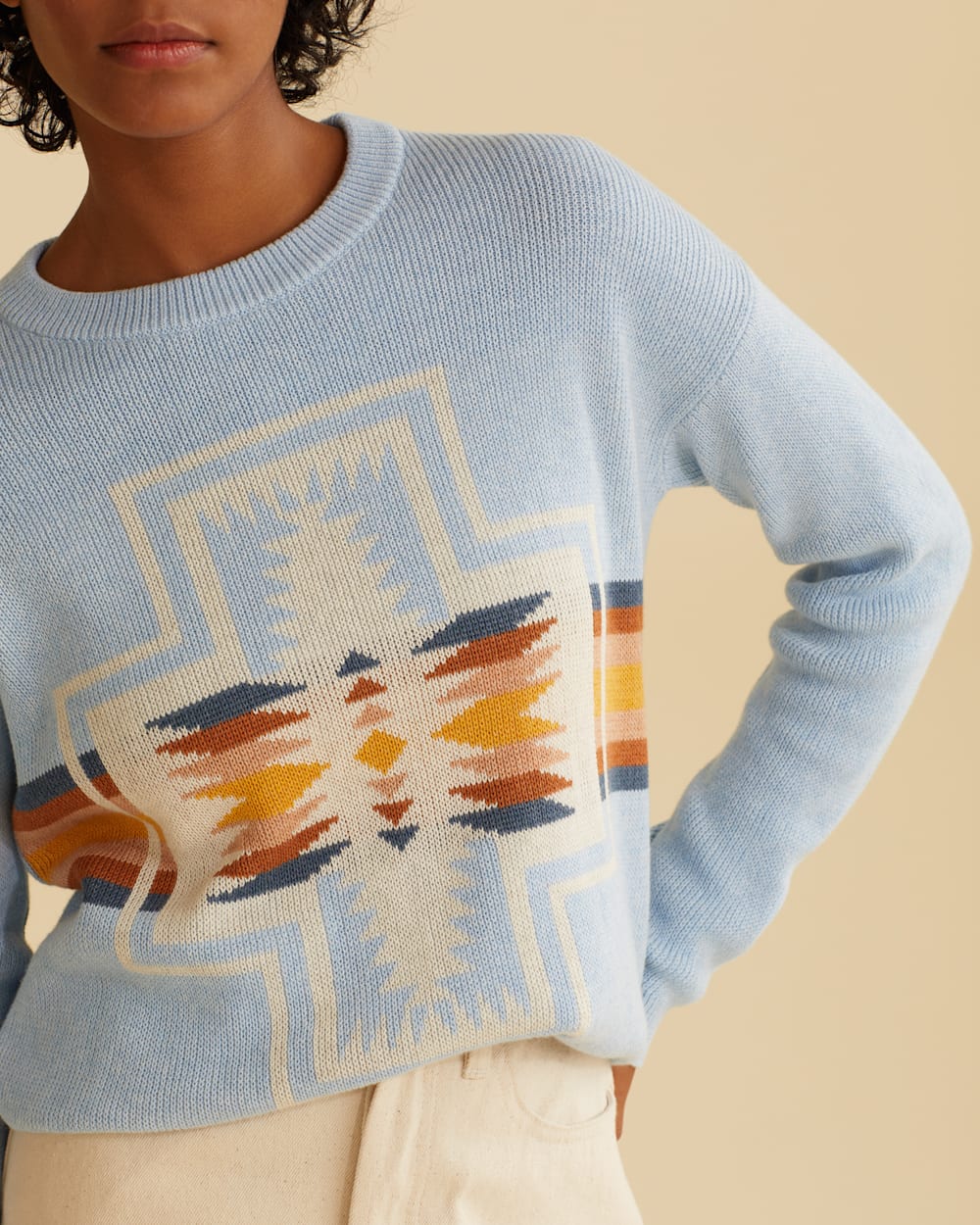 ALTERNATE VIEW OF WOMEN'S HARDING COTTON SWEATER IN COOL BLUE MULTI image number 2