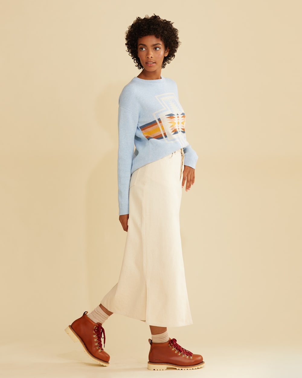 ALTERNATE VIEW OF WOMEN'S HARDING COTTON SWEATER IN COOL BLUE MULTI image number 3