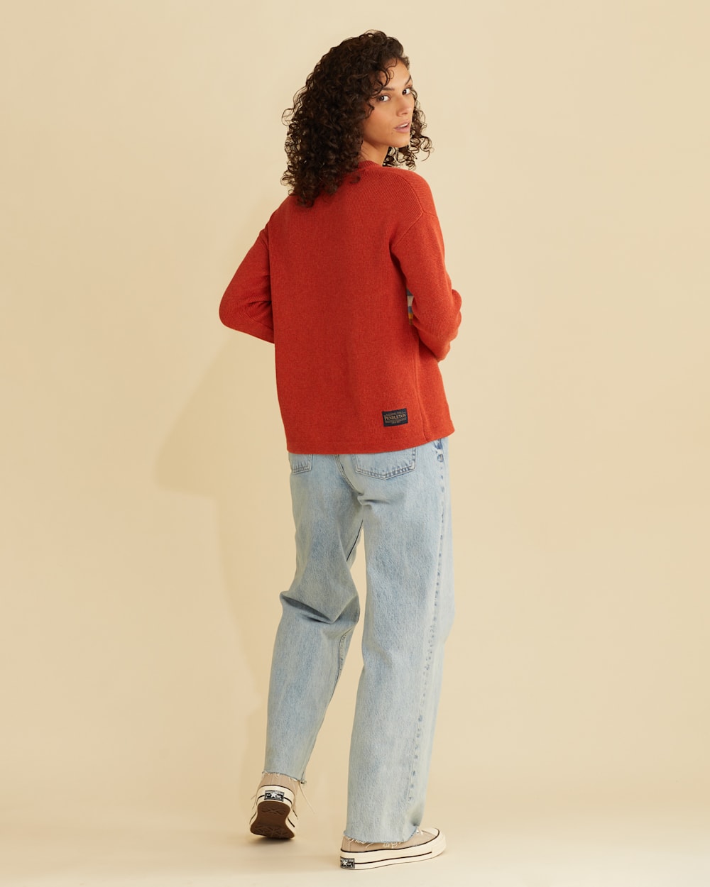 ALTERNATE VIEW OF WOMEN'S HARDING COTTON SWEATER IN RED OCHRE MULTI image number 3