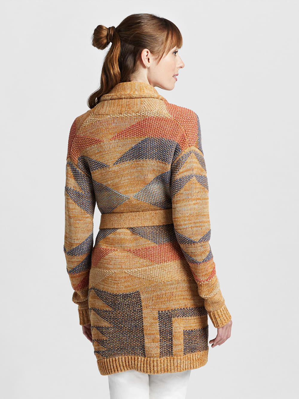 ALTERNATE VIEW OF WOMEN'S MONTEREY BELTED CARDIGAN IN GOLD MARL MULTI image number 2
