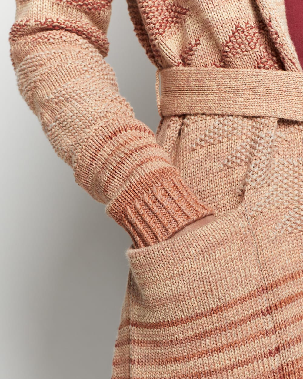 ALTERNATE VIEW OF WOMEN'S MONTEREY BELTED CARDIGAN IN RUST MULTI image number 3