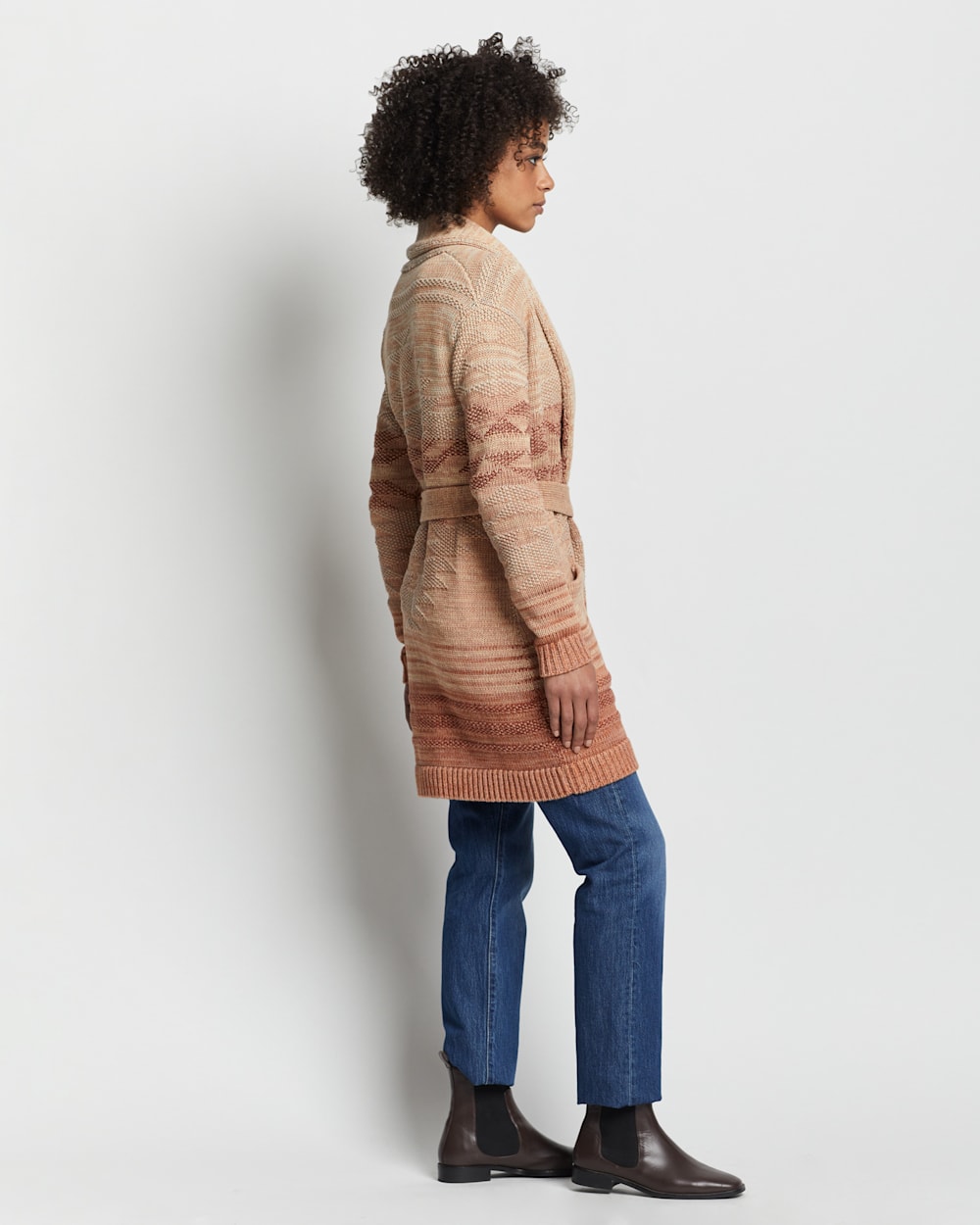 ALTERNATE VIEW OF WOMEN'S MONTEREY BELTED CARDIGAN IN RUST MULTI image number 5