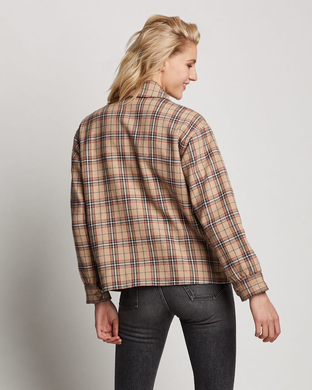 ALTERNATE VIEW OF WOMEN'S DYLAN COTTON TWILL JACKET IN TAN MULTI PLAID image number 3