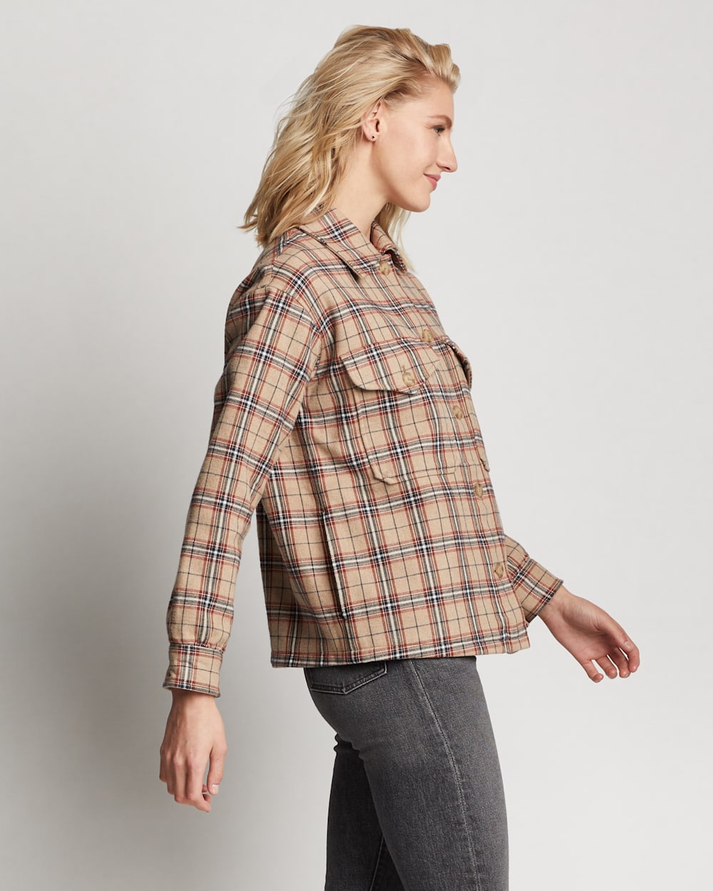 ALTERNATE VIEW OF WOMEN'S DYLAN COTTON TWILL JACKET IN TAN MULTI PLAID image number 4