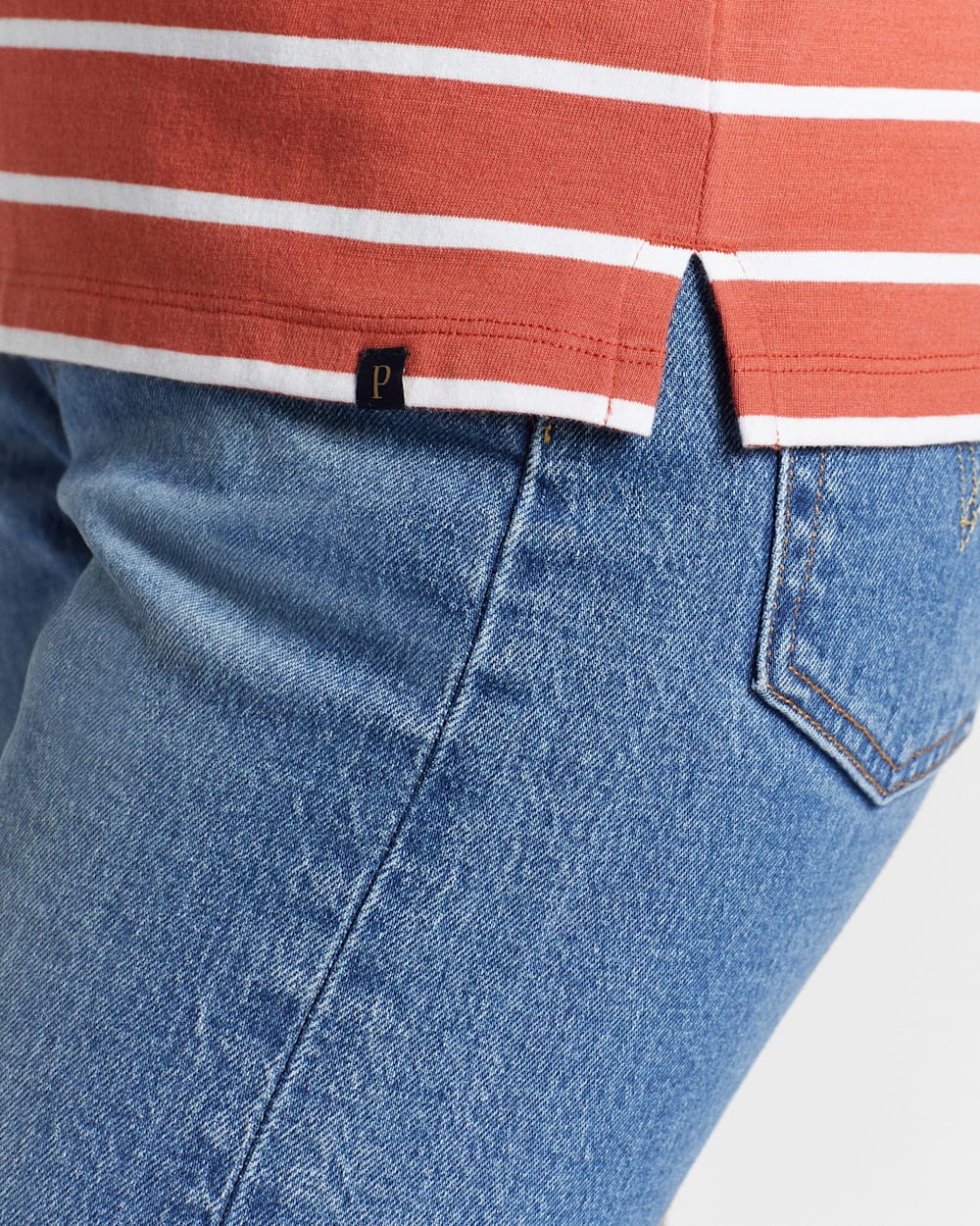 ALTERNATE VIEW OF WOMEN'S DESCHUTES STRIPE TEE IN SPICE RED/WHITE image number 4