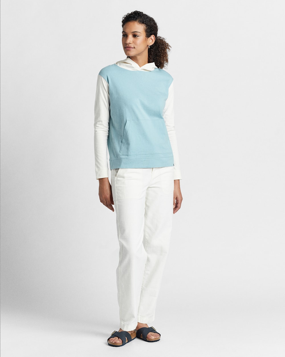 WOMEN'S DESCHUTES COLORBLOCK HOODIE IN DUSTY AQUA/ANTIQUE WHITE image number 1