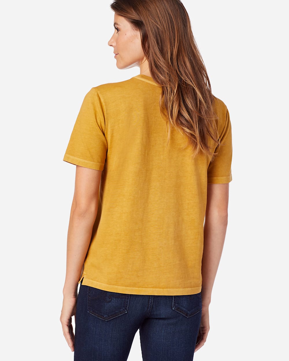 ALTERNATE VIEW OF WOMEN'S DESCHUTES EMBROIDERED TEE IN MUSTARD image number 3