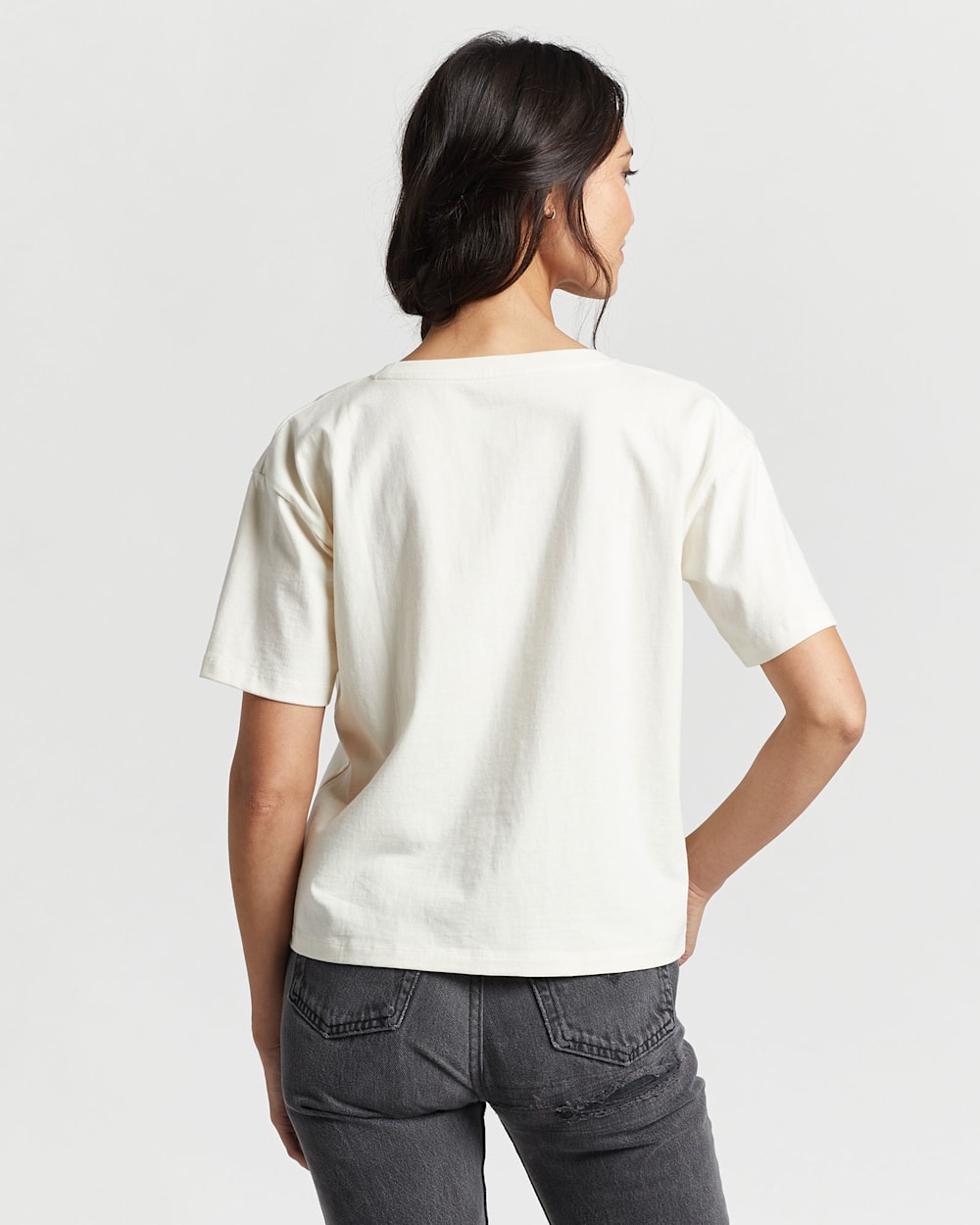 WOMEN'S CROPPED DESCHUTES GRAPHIC TEE IN ANTIQUE WHITE HARDING image number 3