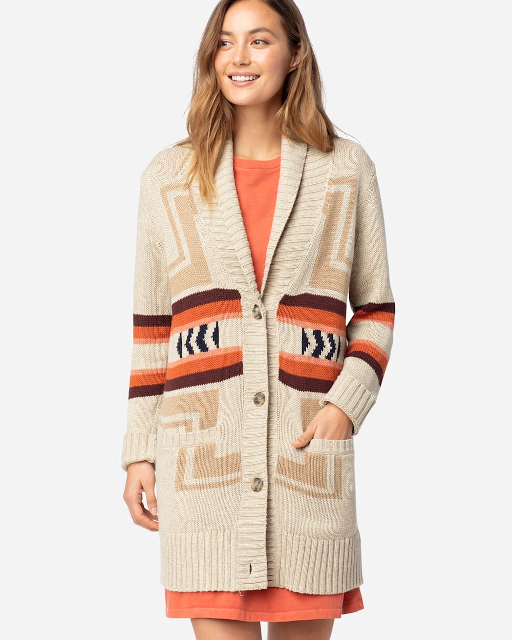 WOMEN'S HARDING LONG CARDIGAN IN TAN image number 1