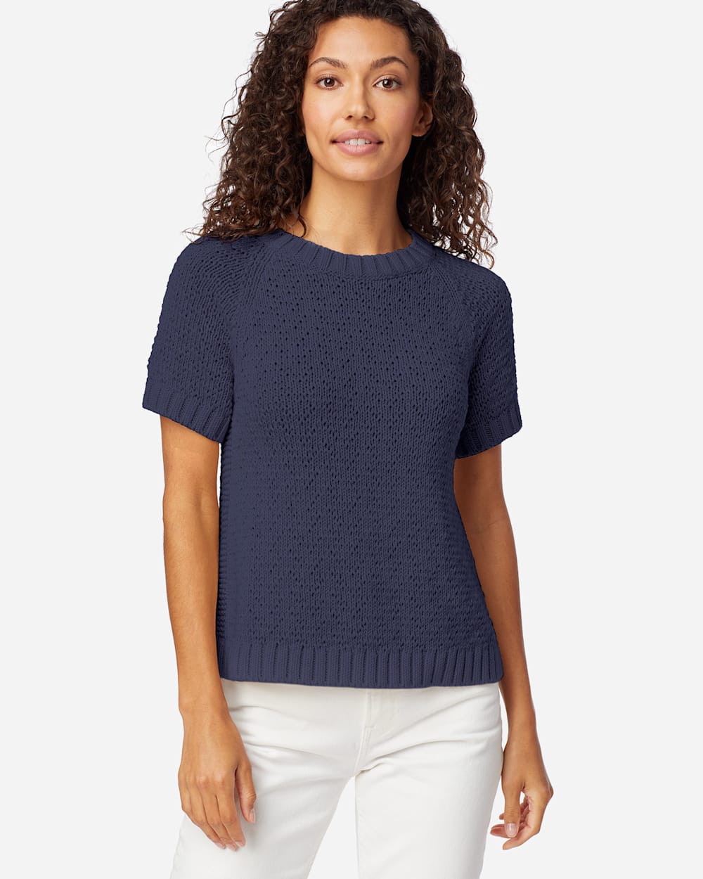 Cotton-Blend Short-Sleeve Jumper for Women