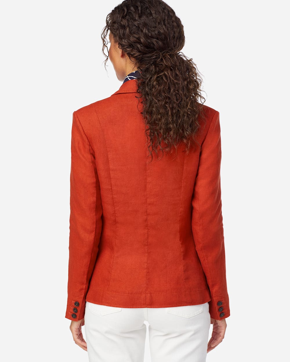 ALTERNATE VIEW OF WOMEN'S CLASSIC LINEN BLAZER IN RED OCHRE image number 3