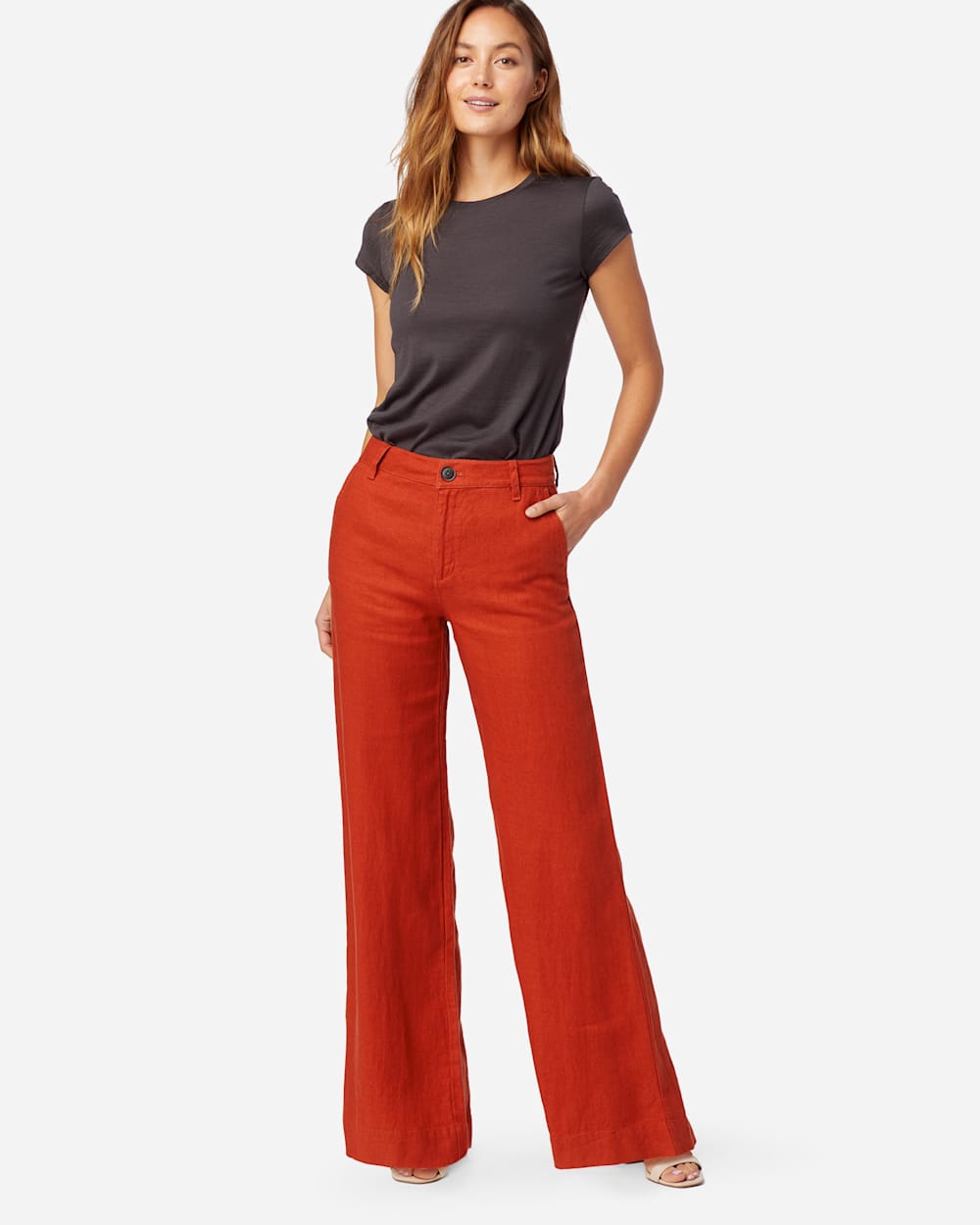 WOMEN'S WIDE LEG LINEN PANTS image number 1