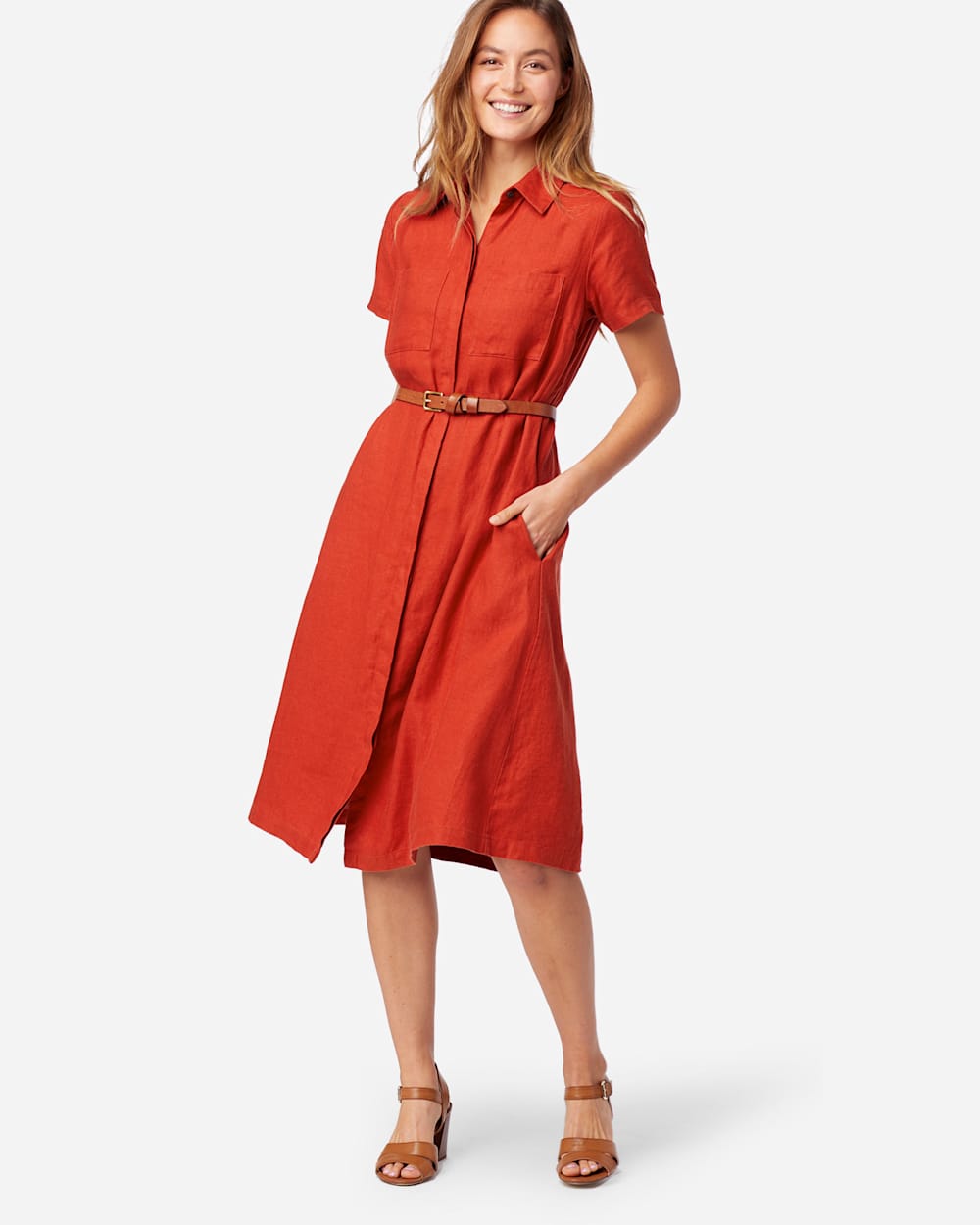 A-LINE LINEN SHIRT DRESS image number 1