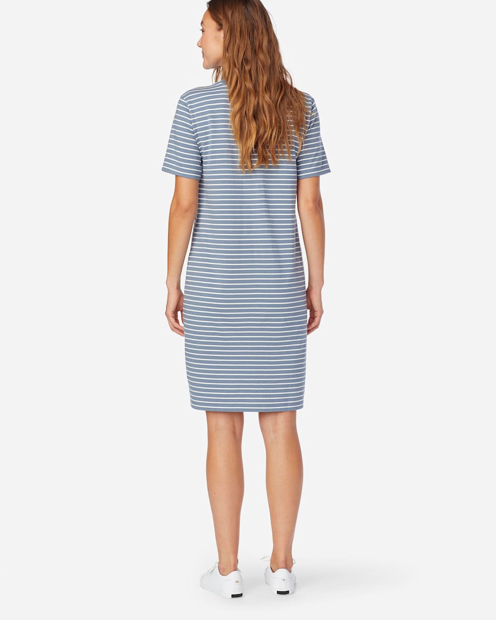 ALTERNATE VIEW OF DESCHUTES STRIPE TEE DRESS IN FADED BLUE/ANTIQUE WHITE image number 3