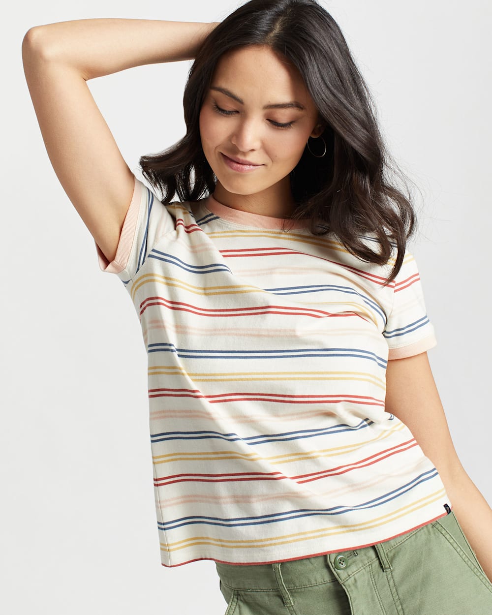 ALTERNATE VIEW OF WOMEN'S DESCHUTES RINGER TEE IN ANTIQUE WHITE MULTI image number 5