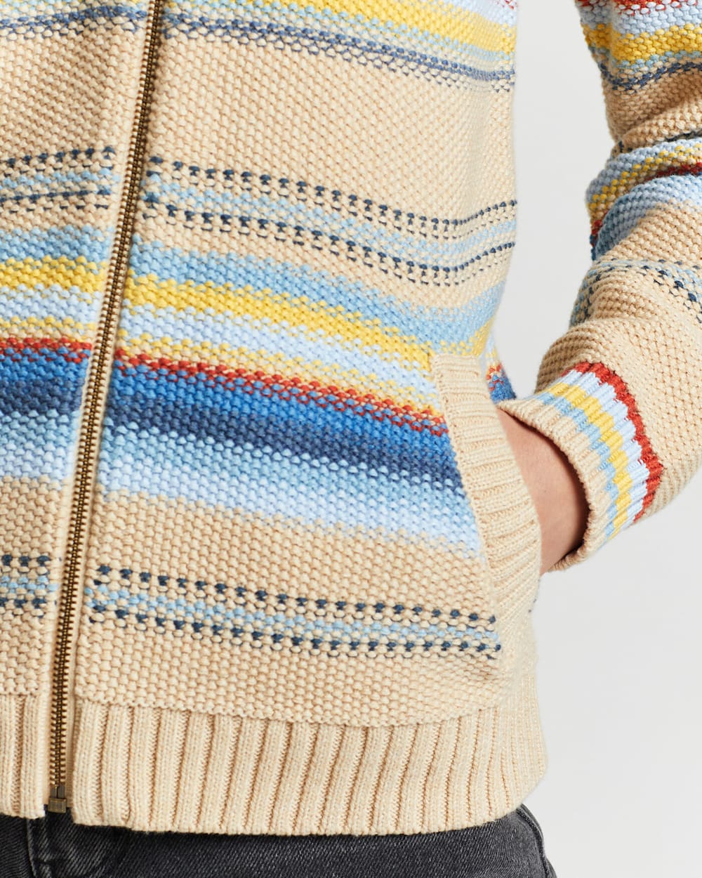 ALTERNATE VIEW OF WOMEN'S STRIPED CAMP SWEATER IN WARM SAND MULTI image number 4