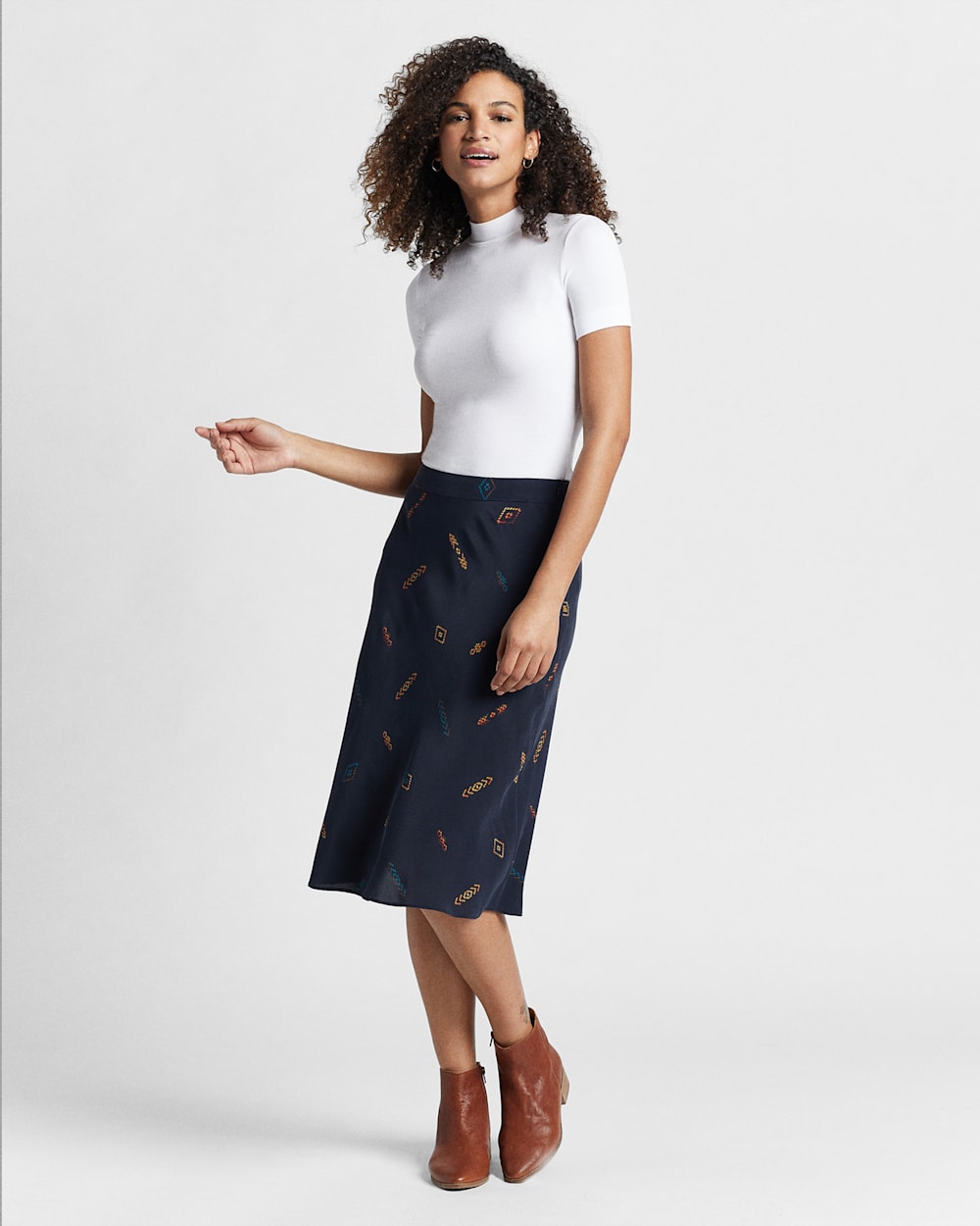 WASHABLE SILK MIDI SKIRT