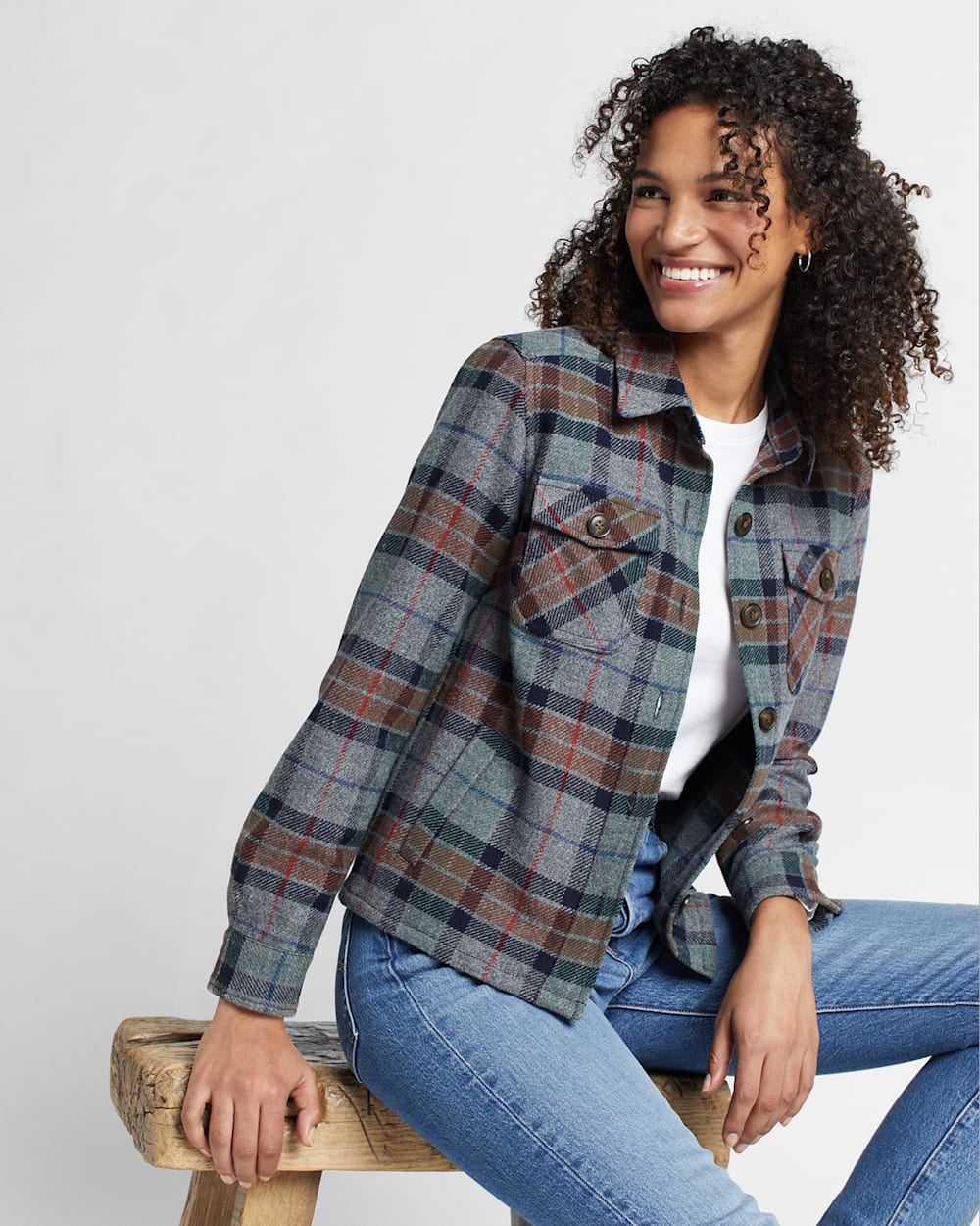 WOMEN'S ROSLYN WOOL JACKET IN GREY MIX PLAID image number 1