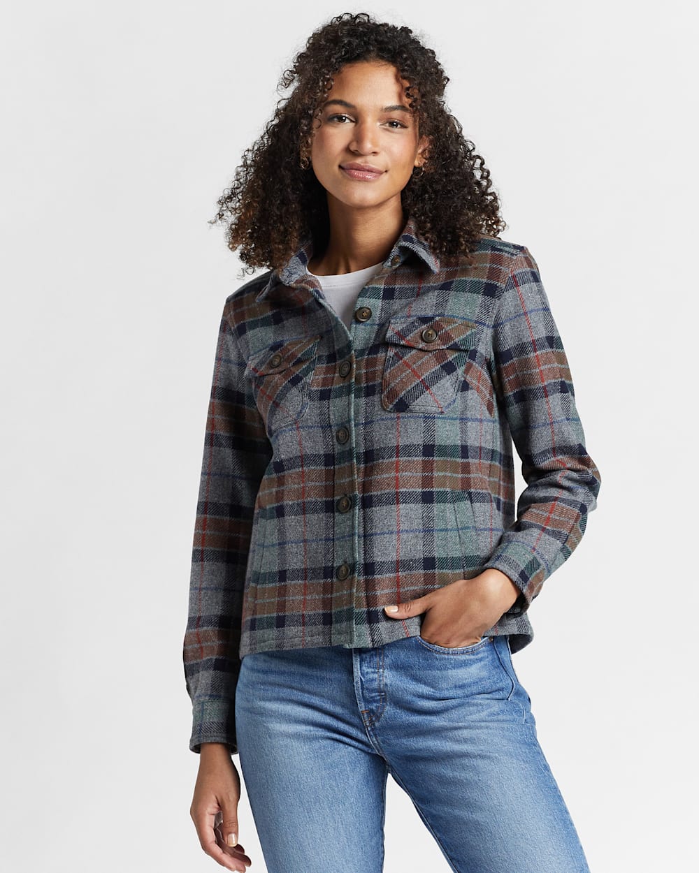 ALTERNATE VIEW OF WOMEN'S ROSLYN WOOL JACKET IN GREY MIX PLAID image number 4