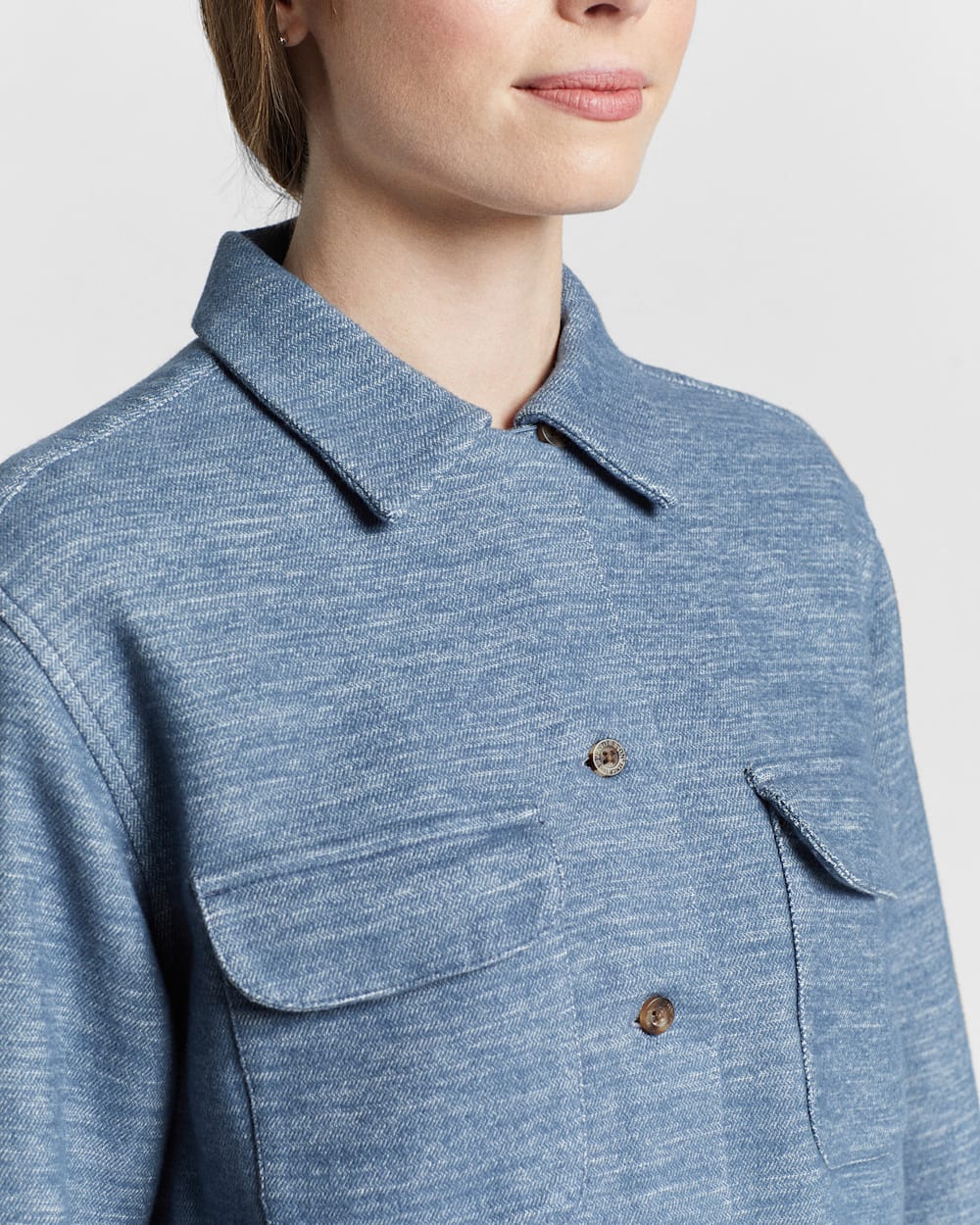 ALTERNATE VIEW OF WOMEN'S SOLID DOUBLESOFT BOARD SHIRT IN BERING SEA BLUE image number 4