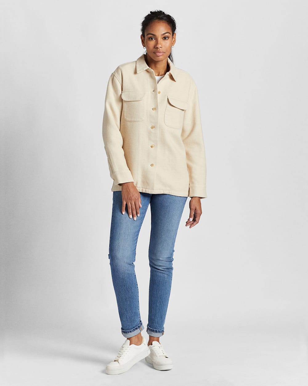 WOMEN'S SOLID DOUBLESOFT BOARD SHIRT IN SANDSHELL image number 1