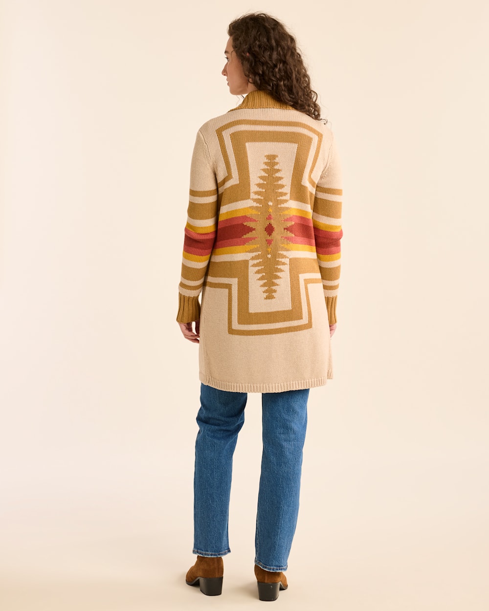 ALTERNATE VIEW OF WOMEN'S HARDING OPEN CARDIGAN IN SANDSHELL MULTI image number 3